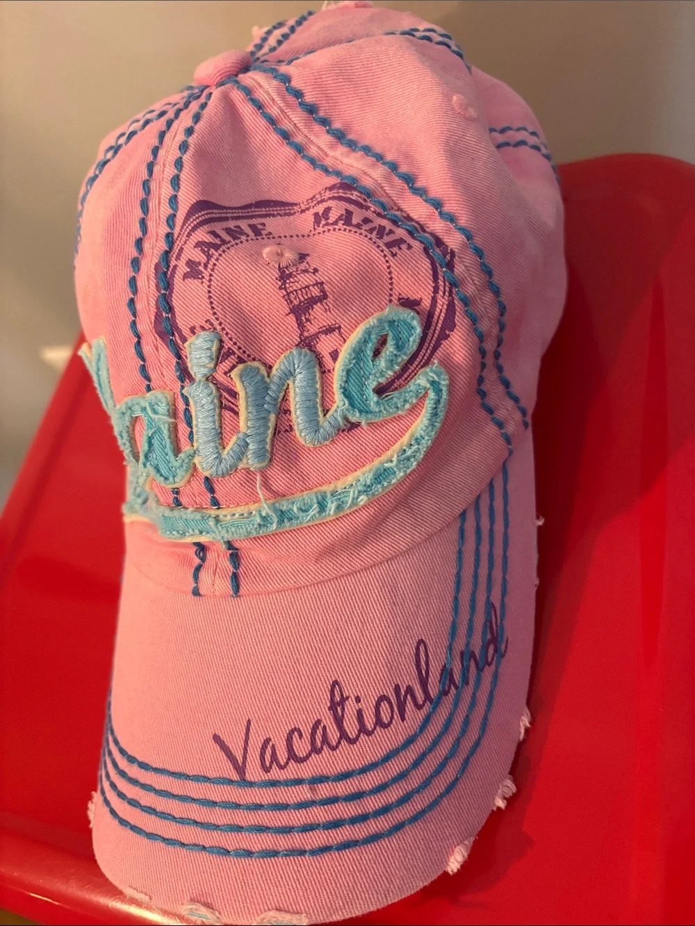 Robin Ruth Pink Cap with Teal Embroidery